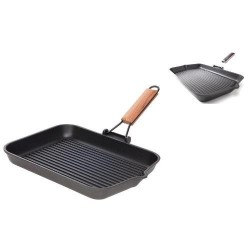 Bistecchiera Saporella cm 26x36 con manico legno pieghevole