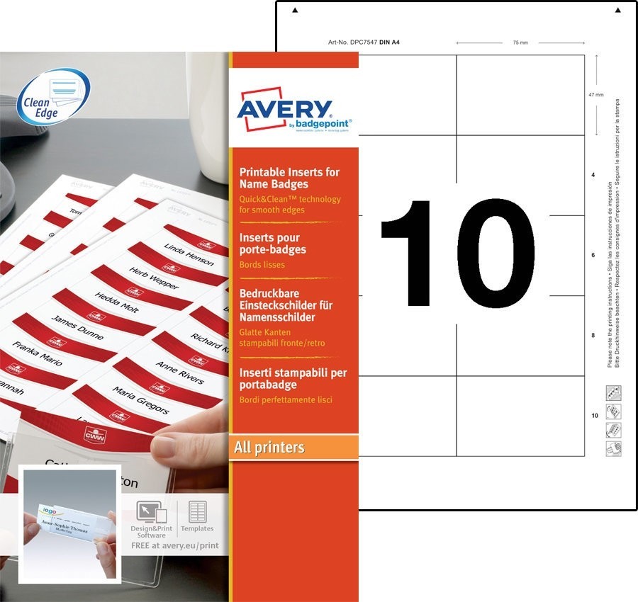 Avery 7547 etichetta per stampante Bianco Etichetta per stampante non adesiva