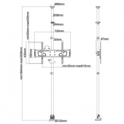 Newstar Supporto da pavimento a soffitto per schermi LCD/LED