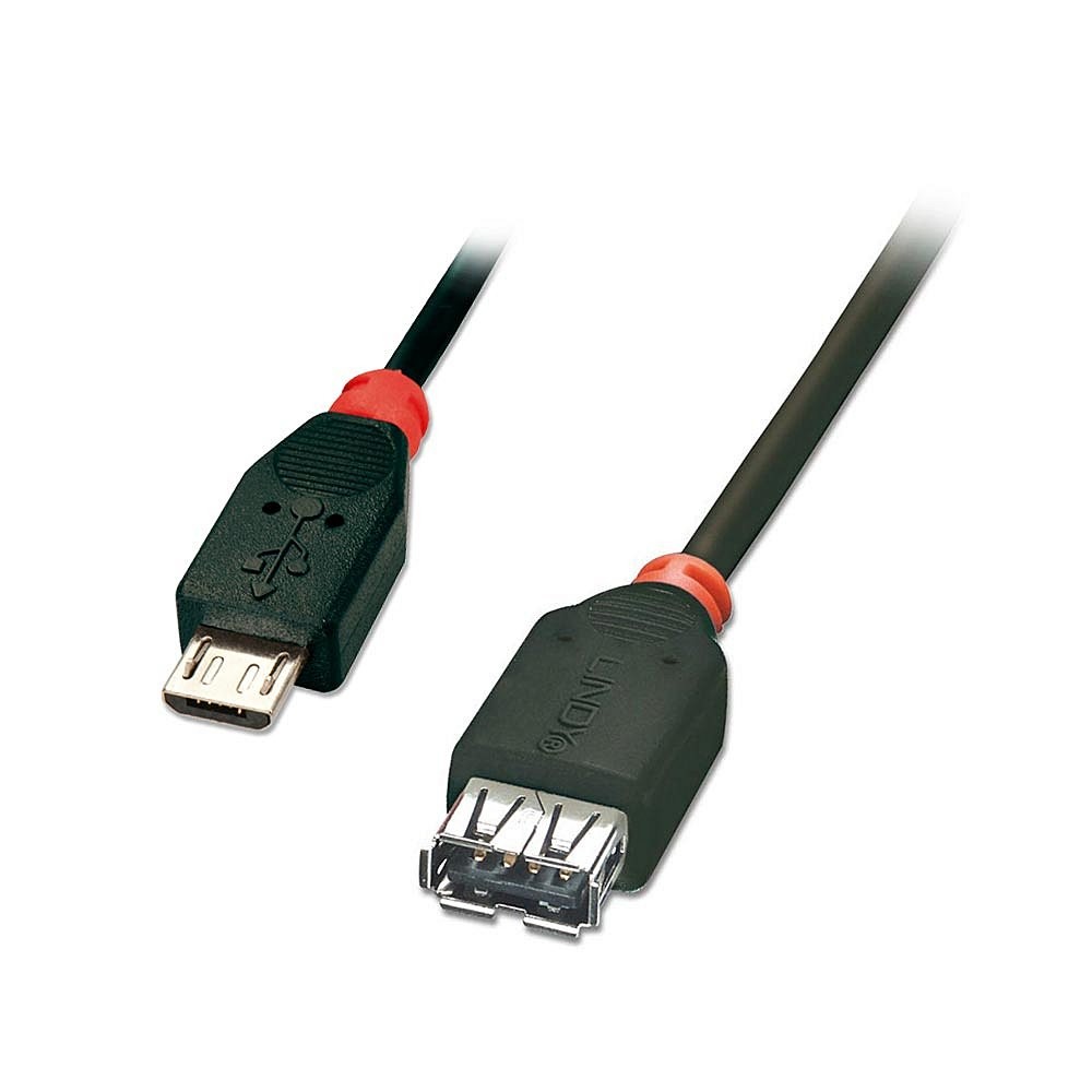 Lindy USB Micro-B - USB A, 0.5m cavo USB 0,5 m 2.0 Micro-USB B Nero, Rosso