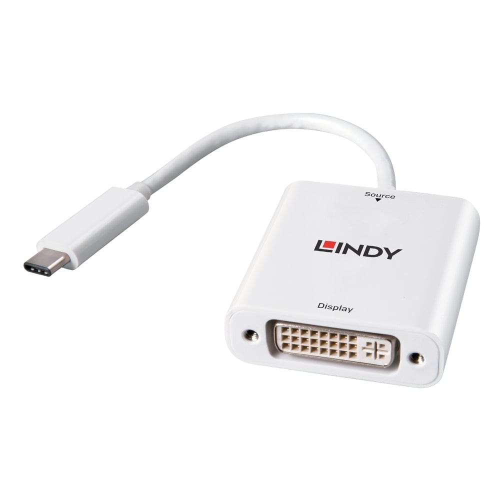 Lindy 43243 cavo di interfaccia e adattatore USB 3.1 Type C DVI-D Bianco