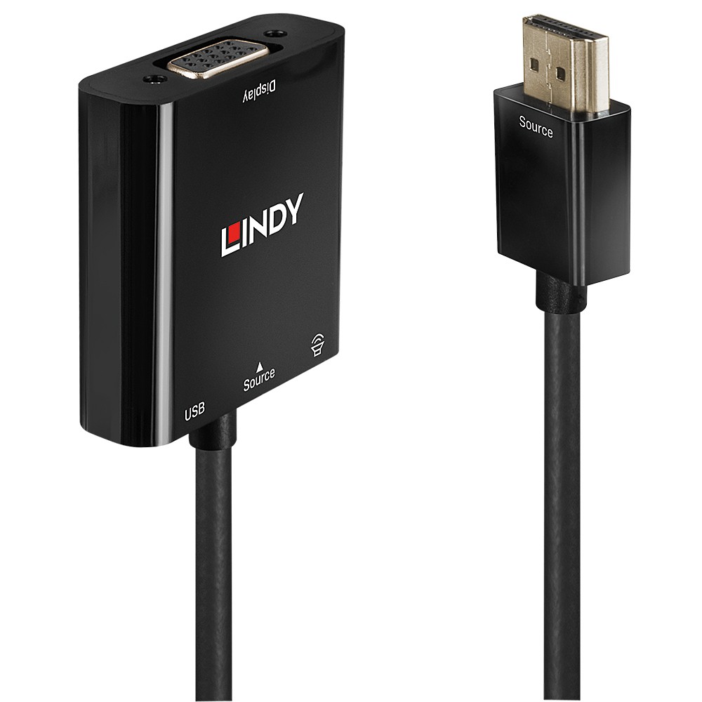 Lindy 38285 cavo e adattatore video 0,1 m HDMI tipo A (Standard) VGA (D-Sub) Nero