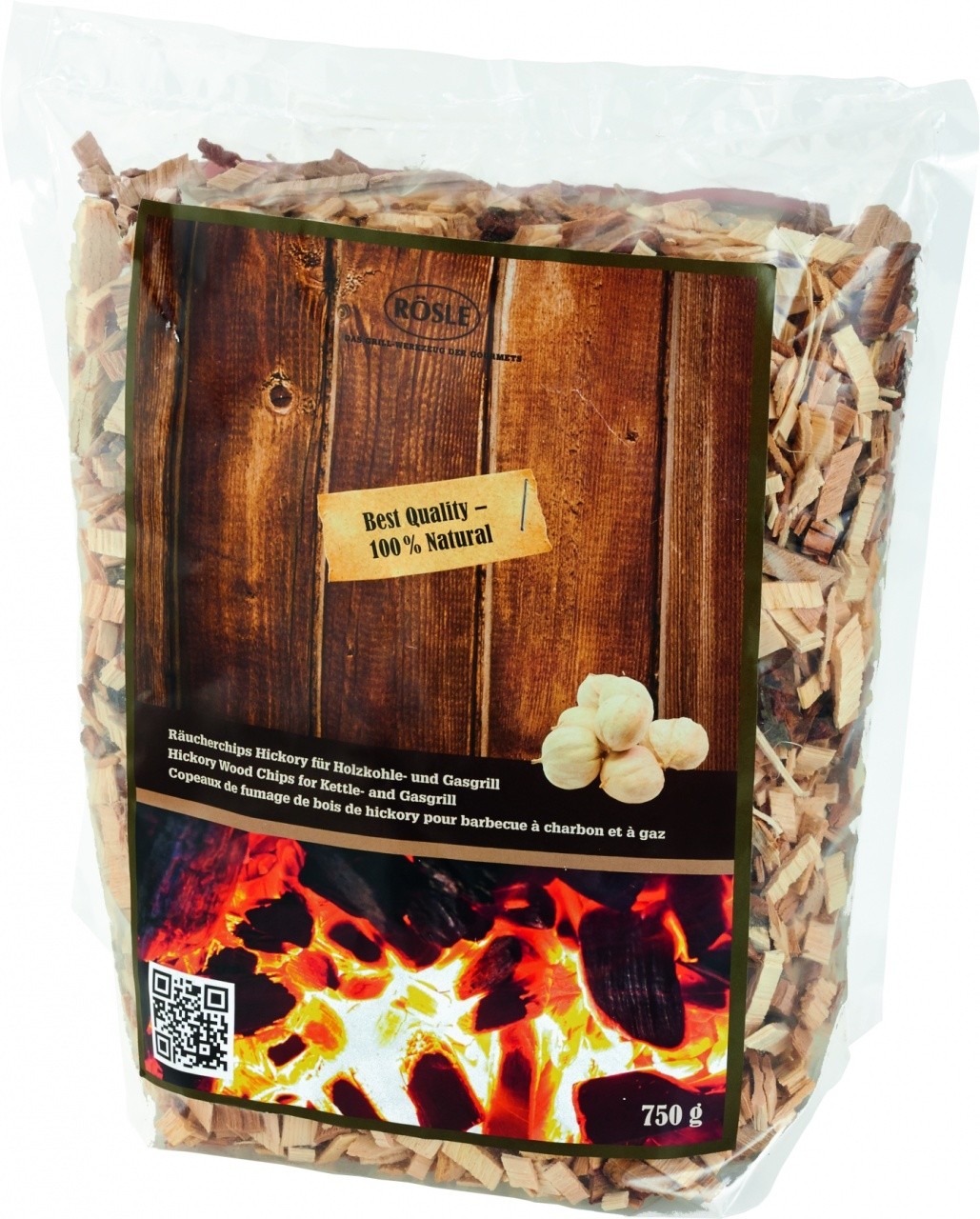 Rösle - trucioli di hickory per affumicare - 750 g per BBQ a carbone e gas – 25103