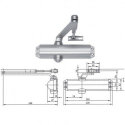 Assa Abloy DC120 Argento Chiudiporta Aereo Forza 2/4 Compreso di Braccio Senza Fermo