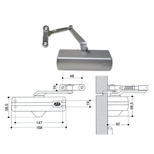 Assa Abloy MAB 402 Argento Chiudiporta Aereo a...