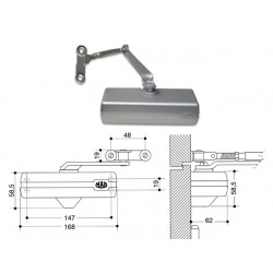 Assa Abloy MAB 402 Argento Chiudiporta Aereo a Pignone e Cremagliera