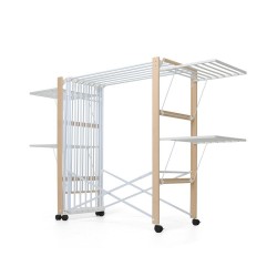 Foppapedretti Allungo - Stendibiancheria Allungabile, Ruote con Freno, Naturale