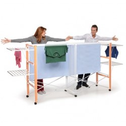 Foppapedretti Allungo - Stendibiancheria Allungabile, Ruote con Freno, Naturale