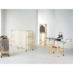 Foppapedretti Allungo - Stendibiancheria Allungabile, Ruote con Freno, Naturale