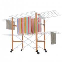 Foppapedretti Gulliver - Stendibiancheria Pieghevole, Apertura Flessibile, Ruote con Freno, Lengo Massiccio