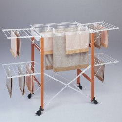 Foppapedretti Gulliver - Stendibiancheria Pieghevole, Apertura Flessibile, Ruote con Freno, Lengo Massiccio