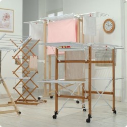 Foppapedretti Gulliver - Stendibiancheria Pieghevole, Apertura Flessibile, Ruote con Freno, Lengo Massiccio