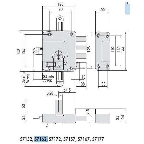 Cisa 57162-60-1 Serratura Applicare 57160/57162...