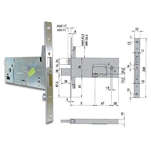 Cisa 57357- 90 Serratura da Infilare a Doppia...