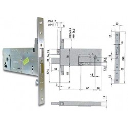 Cisa 57357- 90 Serratura da Infilare a Doppia Mappa Catenaccio e Scrocco per Fasce E 90 mm