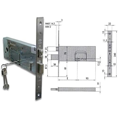 Cisa 57360-100 Serratura da Infilare a Doppia...