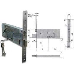 Cisa 57360-100 Serratura da Infilare a Doppia Mappa Catenaccio e Rullo per Fasce E 100 mm