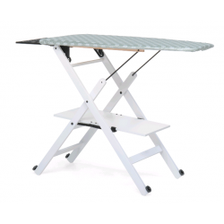 Foppapedretti Assai - Asse da Stiro Pieghevole con Piano Portapanni e Ruote, Bianco