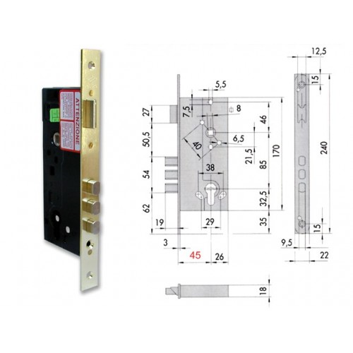 CISA 52521-45 SERRATURA INFILARE CIL. 60