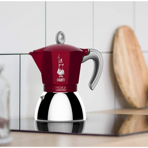 Bialetti Moka induction,2 Tazze, Rosso, Argento