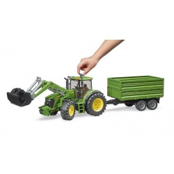 Bruder 03055 - Trattore John Deere 7930 Trattore, con Benna e Rimorchio