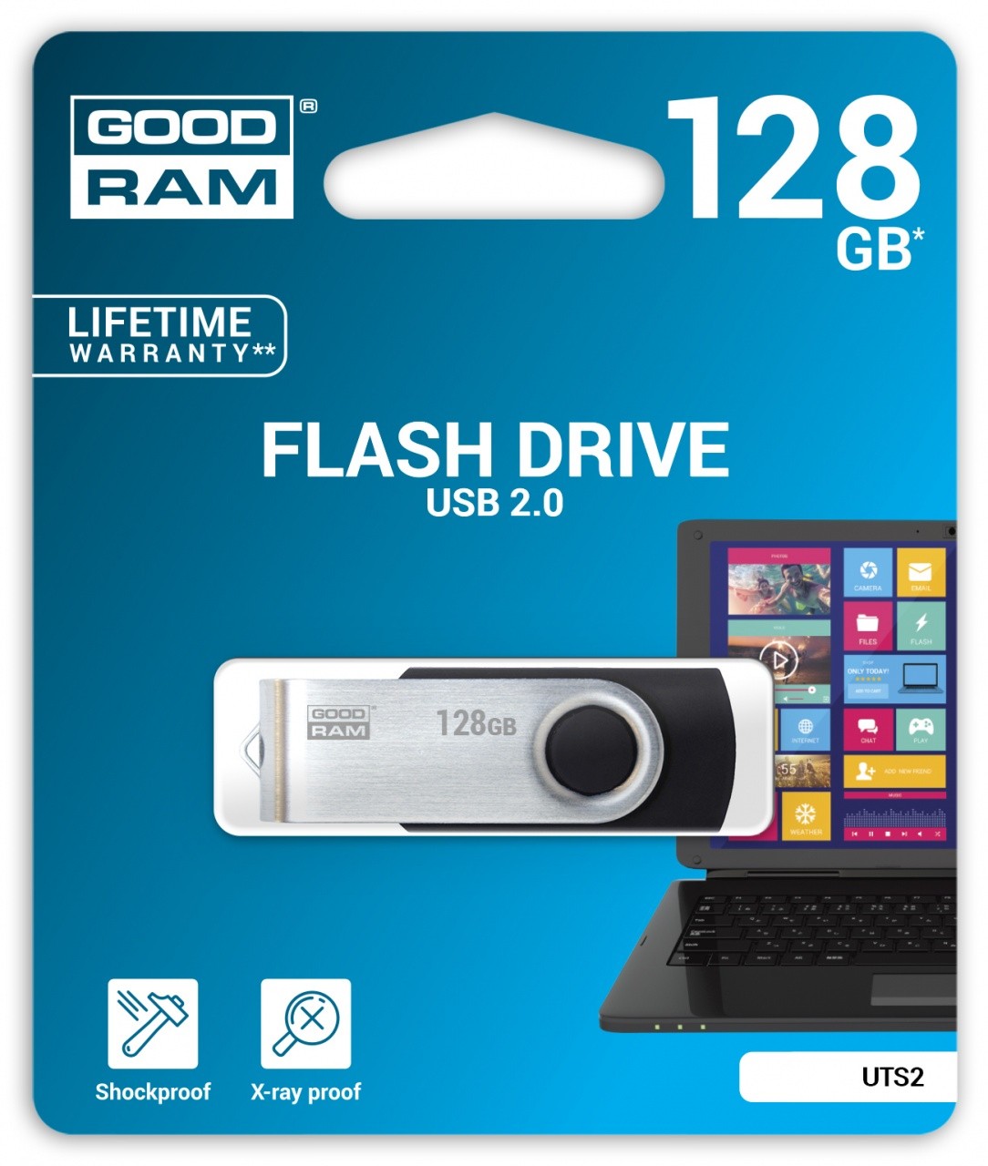 Goodram UTS2-1280K0R11 unità flash USB 128 GB USB tipo A 2.0 Nero, Argento