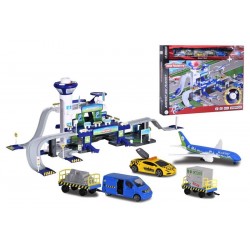 Simba Majorette Playset Aeroporto Con 5 Veicoli, 3 Piani, Ascensore, Torre Di Controllo Con Luci, Suoni, Parcheggi, Area Check