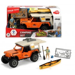 Simba Playlife Set Campeggio Con Jeepster Commando 1:24, Barca A Remi, Personaggio Articolato, Luci Suoni E Accessori