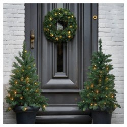 SET 3 PEZZI GHIRLANDA E 2 ALBERI CON LED A BATTERIA