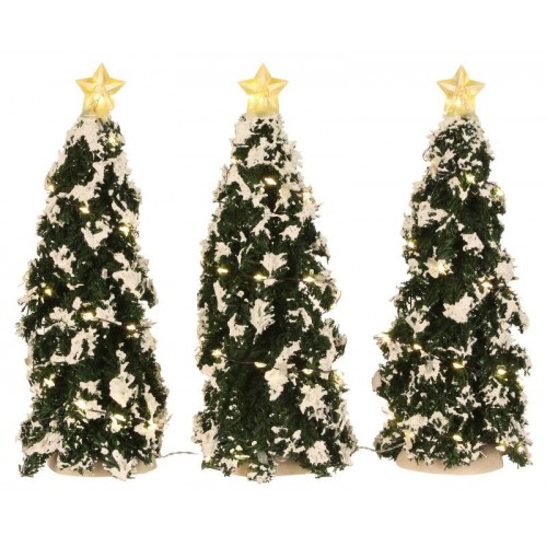 confezione 3 pezzi abete innevato con...