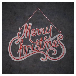 decorazione da muro a led "merry christmas" rosso a batteria