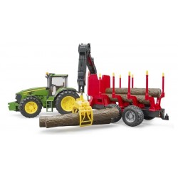 BRUDER Trattore John Deere 7930 Con Benna E Rimorchio Trasporto Tronchi