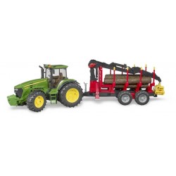 BRUDER Trattore John Deere 7930 Con Benna E Rimorchio Trasporto Tronchi
