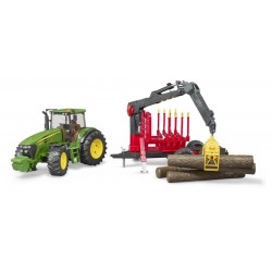 BRUDER Trattore John Deere 7930 Con Benna E Rimorchio Trasporto Tronchi