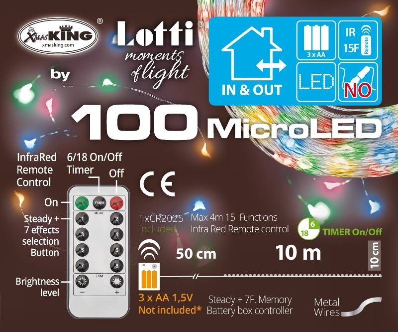 Catena M-IR 100 MicroLED MULTI 1,5mm Telecomando IR 15 Funzioni On-Off 8G Luminosita' Vari...