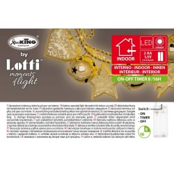 Decorazione Catena Oro Campanelle Diametro 50mm e Stelle Alberi Cuori 36 MicroLED BIANCO CALDO 1,5mm Metallo Traforato VPM Luce