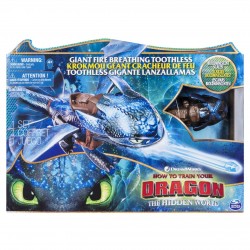 DreamWorks Dragons Dragons, Sdentato Sputafuoco, drago di 51 cm con effetti sputafuoco e decorazioni bioluminescenti, per