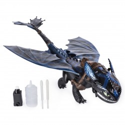 DreamWorks Dragons Dragons, Sdentato Sputafuoco, drago di 51 cm con effetti sputafuoco e decorazioni bioluminescenti, per
