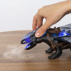 DreamWorks Dragons Dragons, Sdentato Sputafuoco, drago di 51 cm con effetti sputafuoco e decorazioni bioluminescenti, per