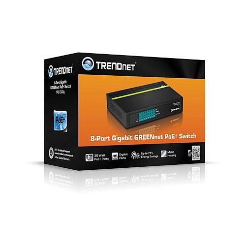 Trendnet TPE-TG80G switch di rete Nero Supporto...