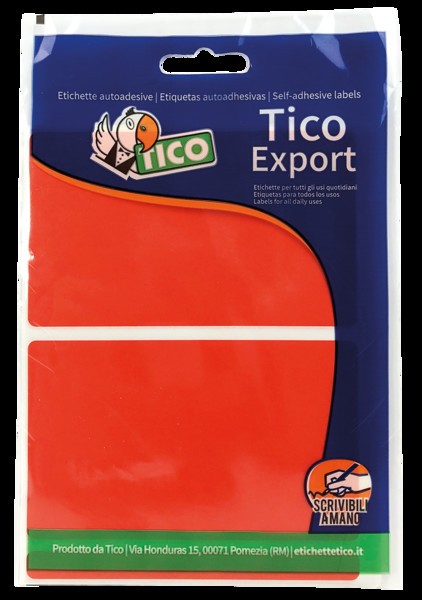 Tico E-11870-R etichetta autoadesiva Rosso Rettangolo 20 pezzo(i)