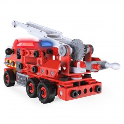 Meccano Junior, Kit di costruzione STEAM Camion dei pompieri con luci e suoni, per bambini dai 5 anni in su - 6056415