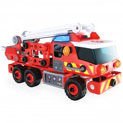 Meccano Junior, Kit di costruzione STEAM Camion dei pompieri con luci e suoni, per bambini dai 5 anni in su - 6056415