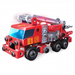Meccano Junior, Kit di costruzione STEAM Camion dei pompieri con luci e suoni, per bambini dai 5 anni in su - 6056415