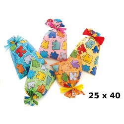 confezione 100 buste misura 25x40cm fantasia puzzle