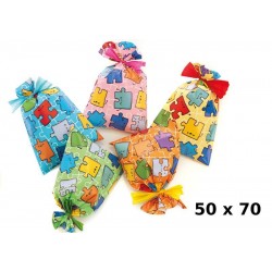 confezione 50 buste misura 50x70 fantasia puzzle