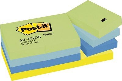 Post-It FT510283508 pouch autoadesiva Rettangolo Blu, Verde, Giallo 100 fogli