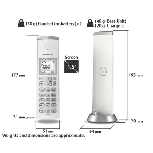 PANAS TEL.CORDLESS KX-TGK212JTW WHITE DECT GAP...