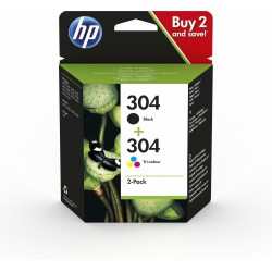 HP 304 2-pack Black/Tri-color Original Ink Cartridges Originale Nero, Ciano, Magenta, Giallo 2 pezzo(i)
