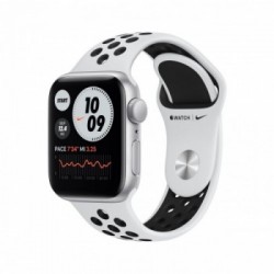 Apple Watch Nike SE GPS, 40mm in alluminio argento con cinturino Sport Nike Platino/Nero